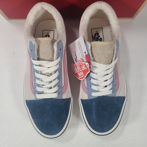 Vans Old Skool Stackform Platform Pig Suede Sherpa Multi Color Sneakers Women 7 - Picture 2 of 12